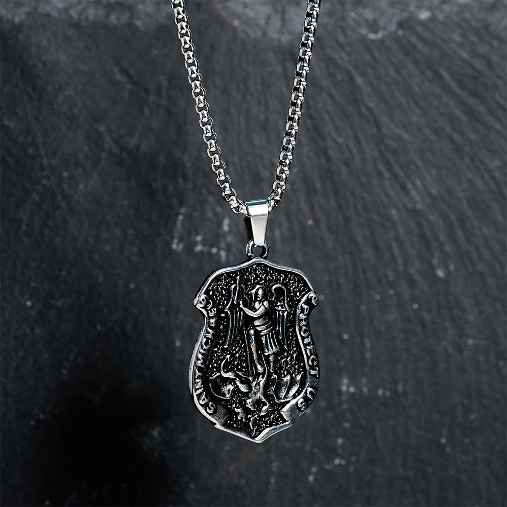 Dark Antiqued St. Michael Necklace