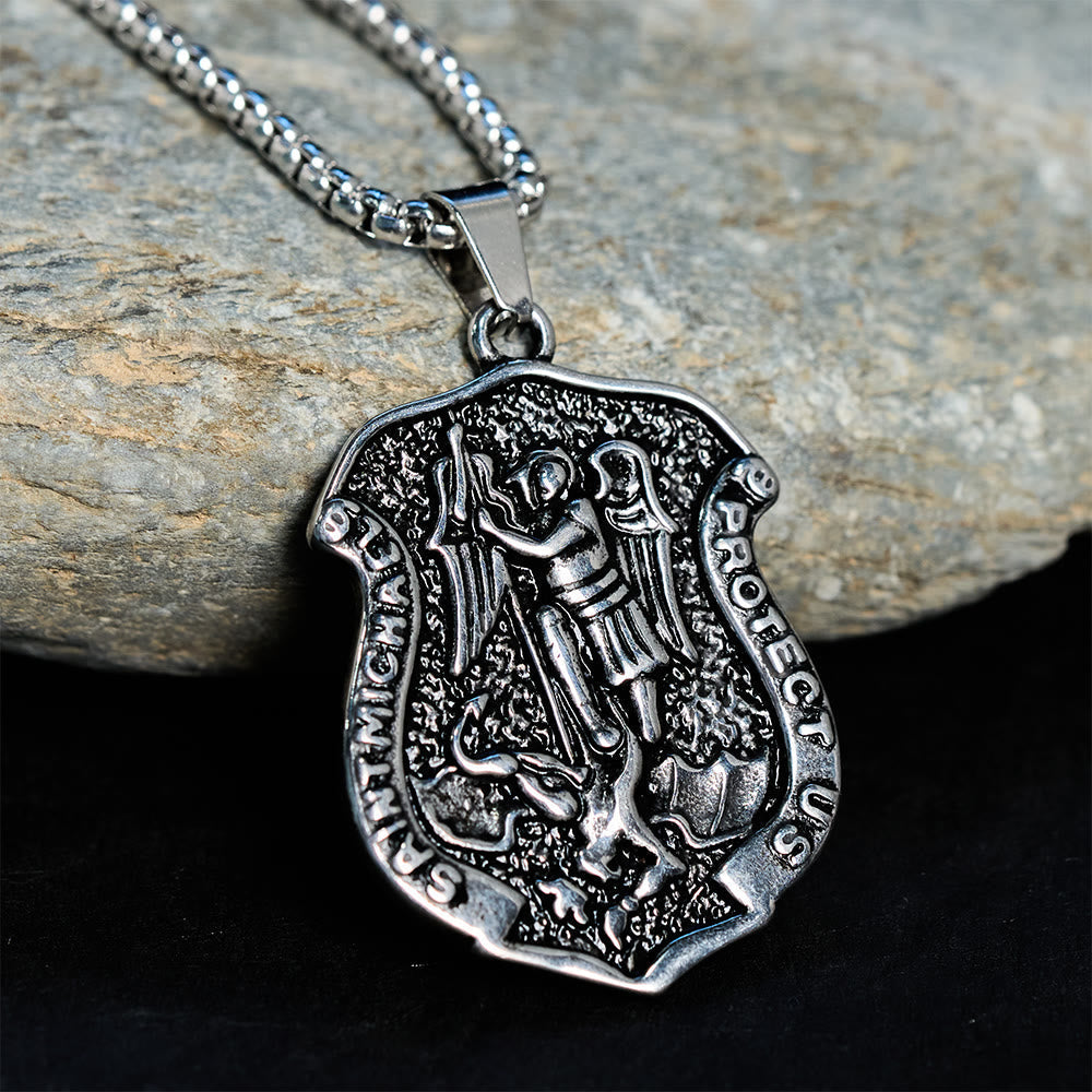Dark Antiqued St. Michael Necklace