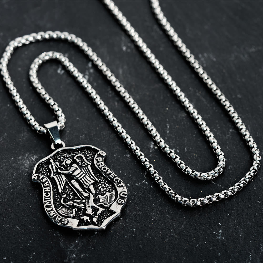 Dark Antiqued St. Michael Necklace