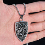 St. Michael Protect Us Shield Pendant Necklace