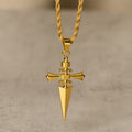 Cross-Dagger Fusion Shape Pendant Necklace