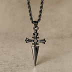Cross-Dagger Fusion Shape Pendant Necklace