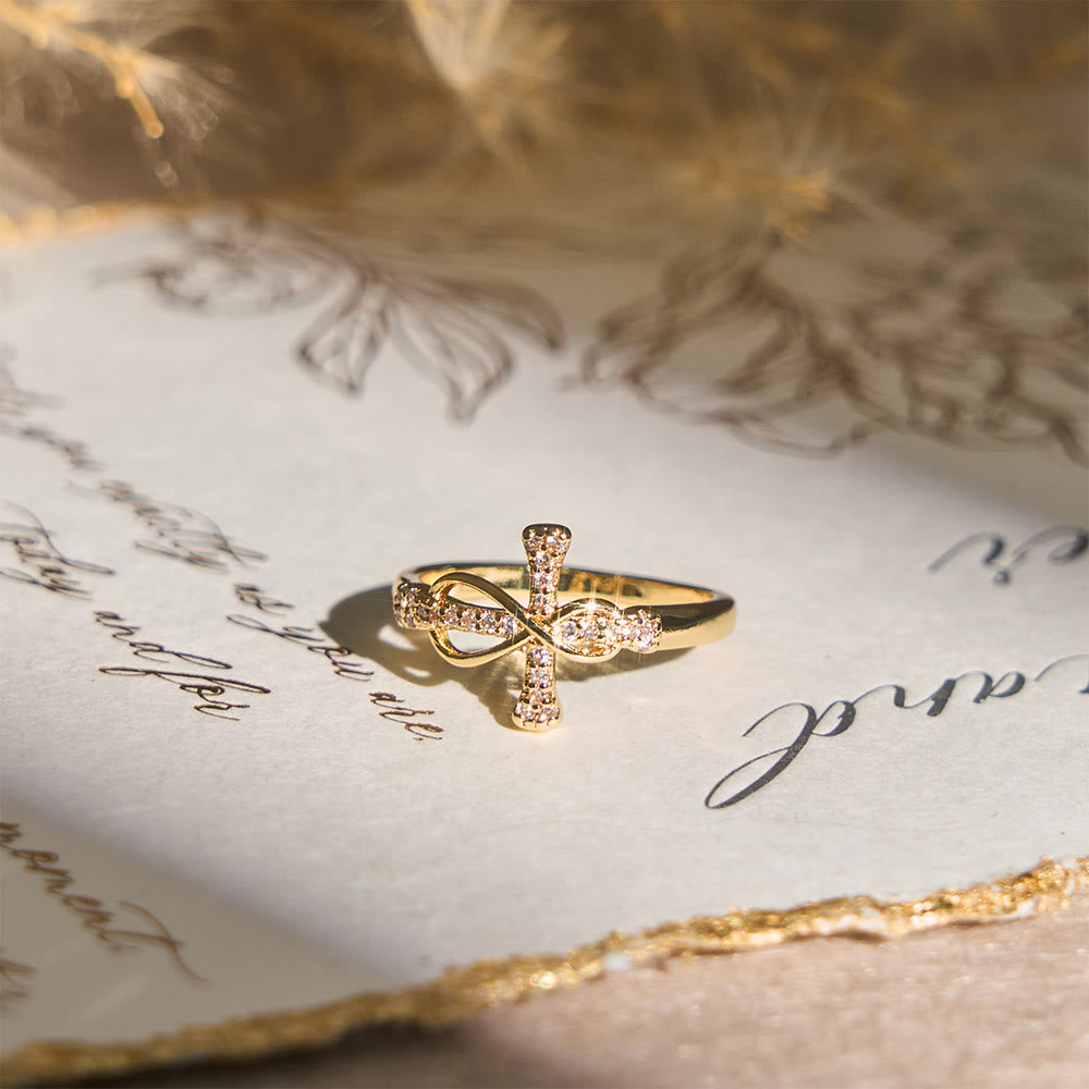 Golden/Silver Mobius Cross Ring
