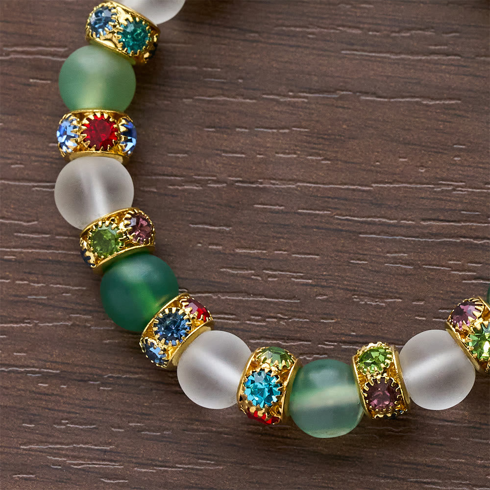 Smooth Frosted Agate Crucifx & Our Lady Bracelet