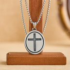 St. Christopher Protect Us Oval Medallion Necklace