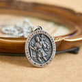 St. Christopher Protect Us Oval Medallion Necklace