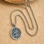 St. Christopher Protect Us Oval Medallion Necklace