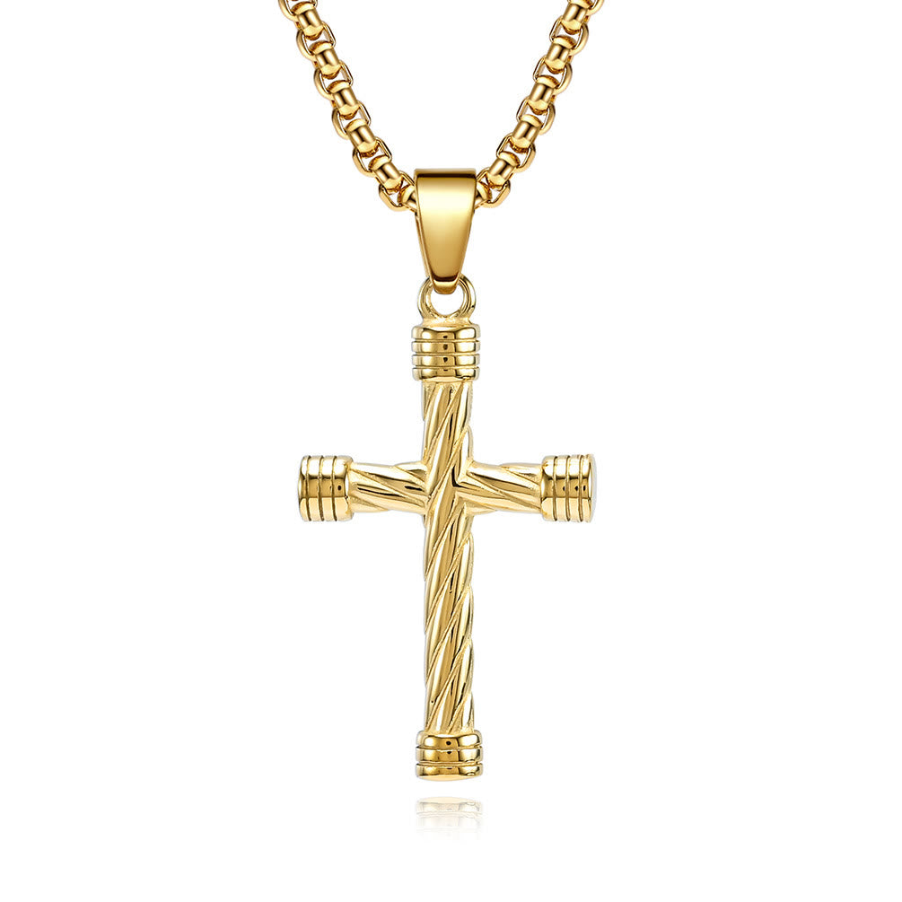 Twisted Texture Cross Pendant Necklace