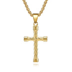 Twisted Texture Cross Pendant Necklace