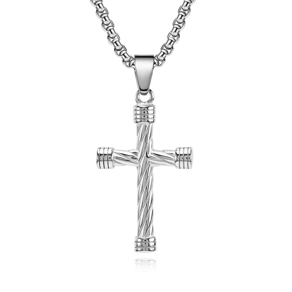Twisted Texture Cross Pendant Necklace