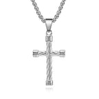 Twisted Texture Cross Pendant Necklace