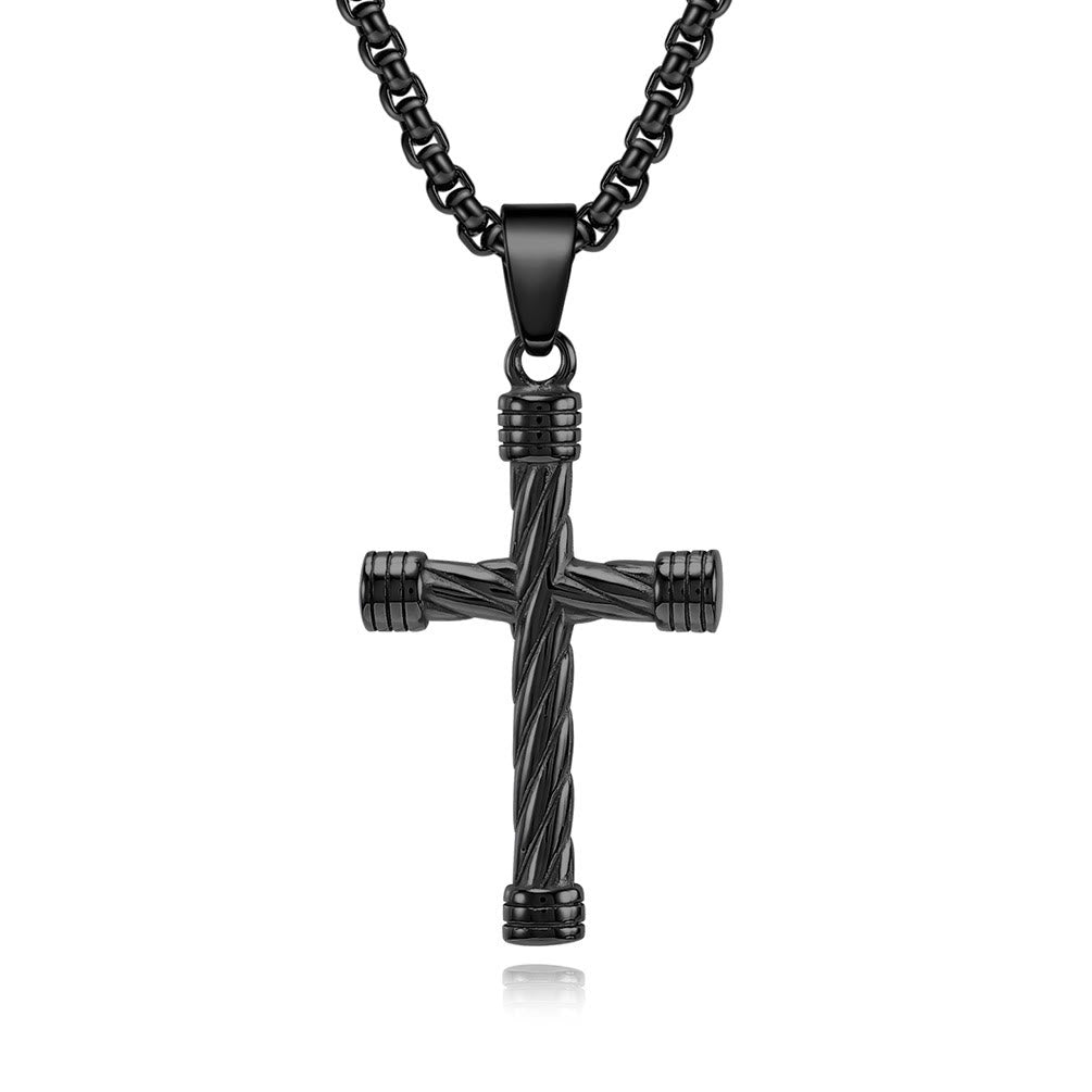 Twisted Texture Cross Pendant Necklace