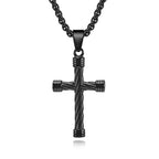 Twisted Texture Cross Pendant Necklace
