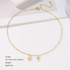 Cross & Our Lady Dual Pendant Golden Necklace