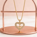 Golden Heart & Cross Sparkle Pendant Necklace