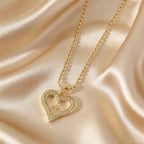 Golden Heart & Cross Sparkle Pendant Necklace