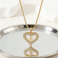 Golden Heart & Cross Sparkle Pendant Necklace