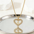 Golden Heart & Cross Sparkle Pendant Necklace