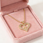 Golden Heart & Cross Sparkle Pendant Necklace