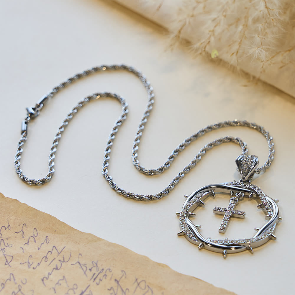Thorn Crown & Cross Pendant