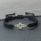 Woven Cord Cross with Shimmering Cross Bracelet