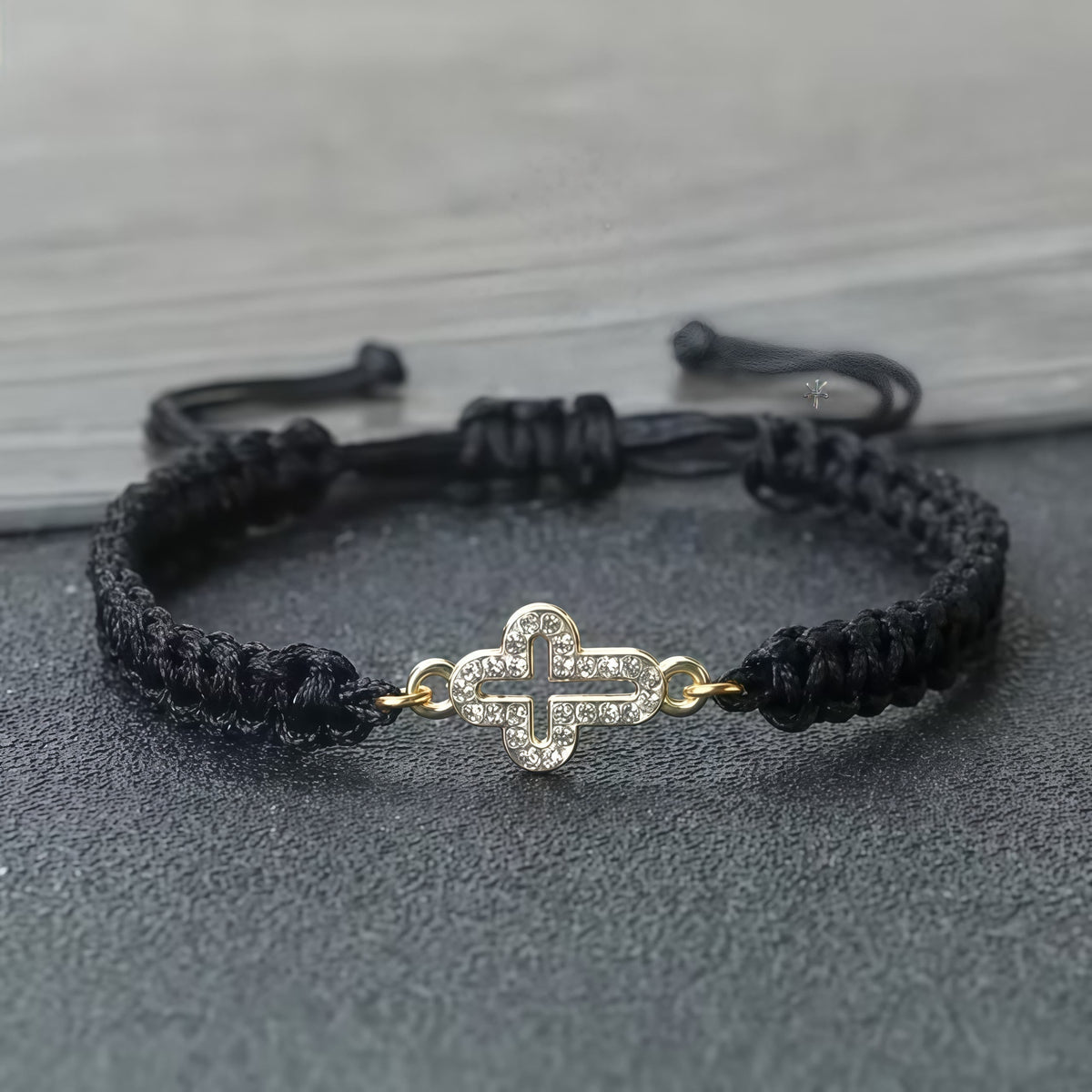 Woven Cord Cross with Shimmering Cross Bracelet