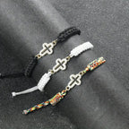 Woven Cord Cross with Shimmering Cross Bracelet