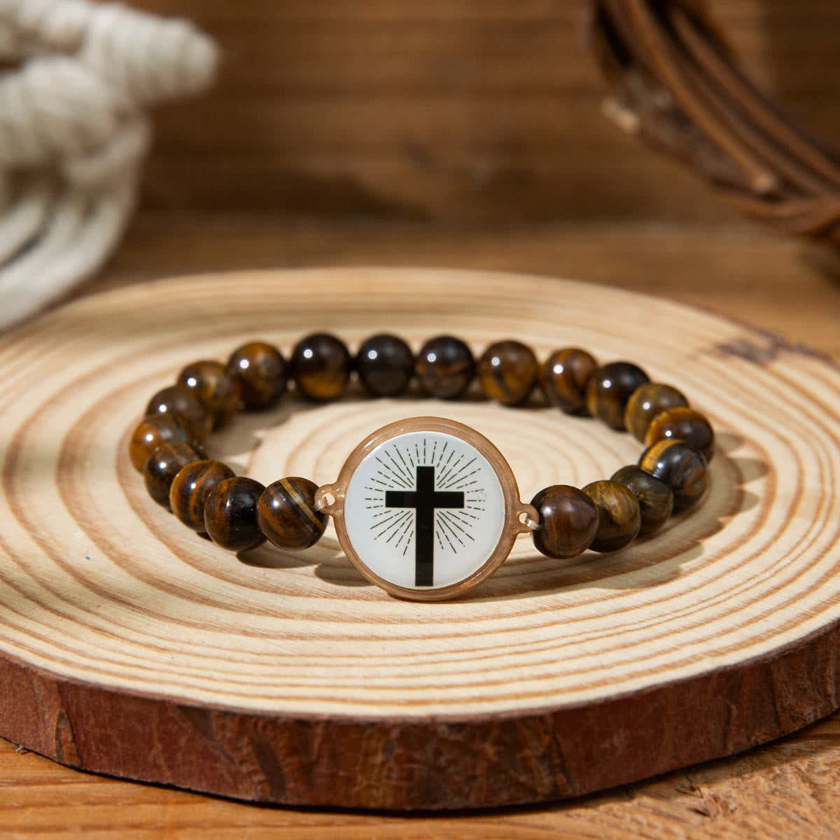 NFC-Enabled Natural Stone Bible Verse Bracelet