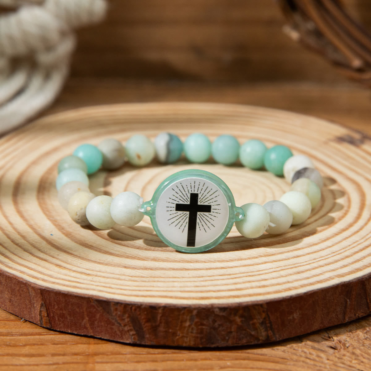NFC-Enabled Natural Stone Bible Verse Bracelet