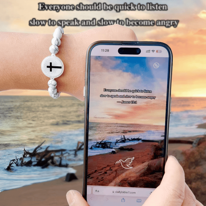 NFC-Enabled Natural Stone Bible Verse Bracelet