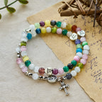 Multi-Color Cat’s Eye Bead Bracelet(Necklace for Kids) with I Love