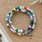 Multi-Color Cat’s Eye Bead Bracelet(Necklace for Kids) with I Love