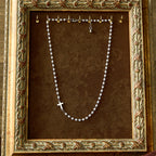 White Beads with Cross Necklace