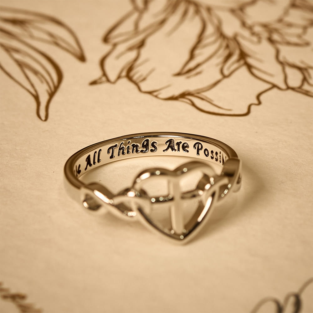 Heart Cross Faith-Bonded Ring
