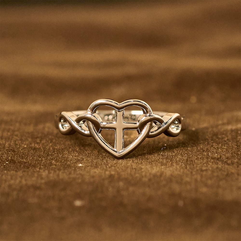 Heart Cross Faith-Bonded Ring