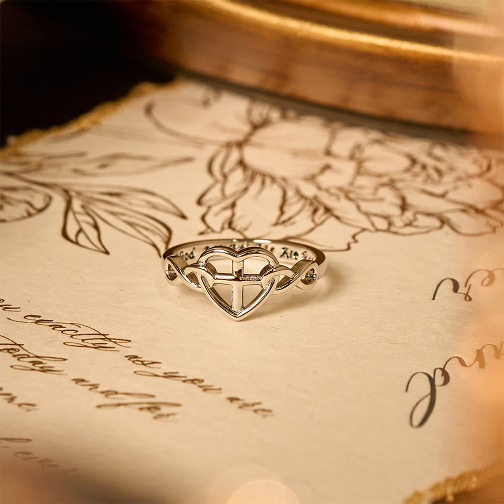 Heart Cross Faith-Bonded Ring