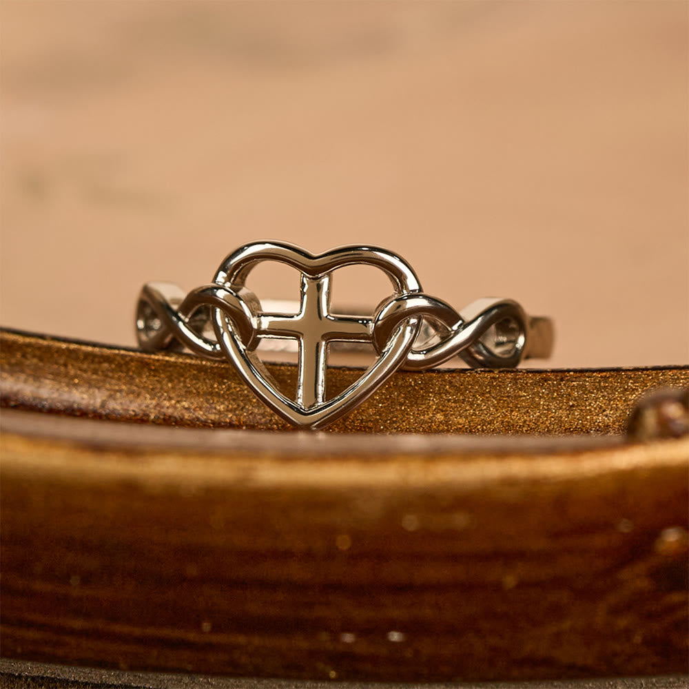 Heart Cross Faith-Bonded Ring