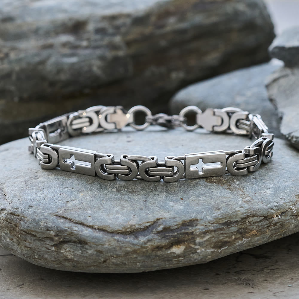 Tri-Color Cross-Embedded Chain Necklace & Bracelet