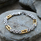 Tri-Color Cross-Embedded Chain Necklace & Bracelet