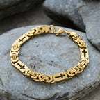 Tri-Color Cross-Embedded Chain Necklace & Bracelet