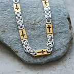 Tri-Color Cross-Embedded Chain Necklace & Bracelet