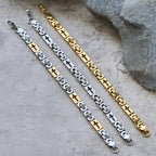Tri-Color Cross-Embedded Chain Necklace & Bracelet