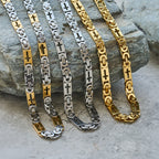 Tri-Color Cross-Embedded Chain Necklace & Bracelet