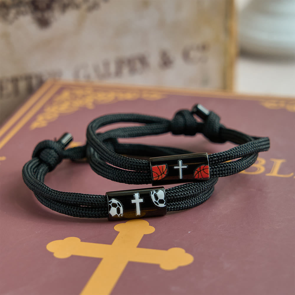 Cross Paracord Basketball Soccer Baseball Bracelet
