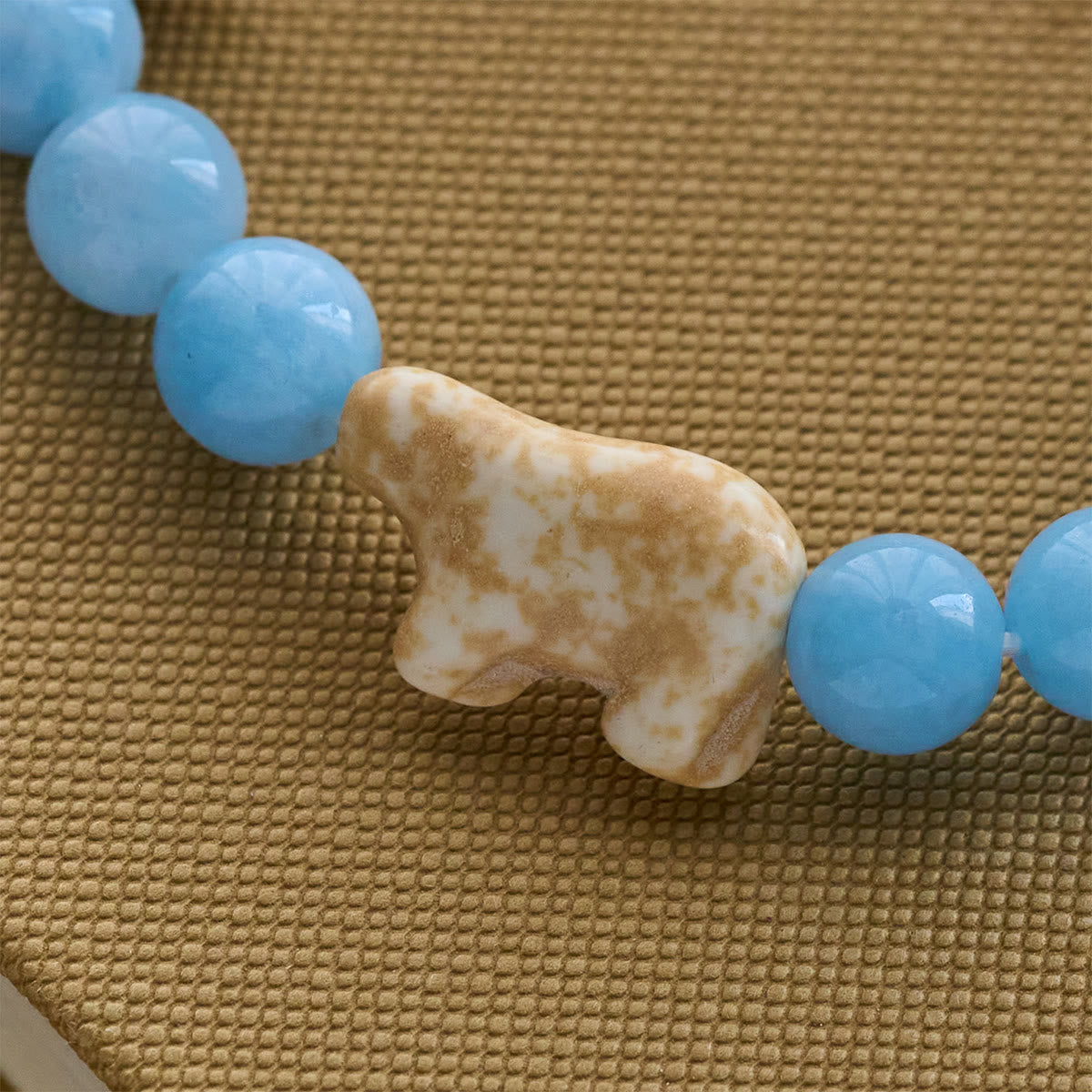 Blue Bead Polar Bear Handmade Cross Bracelet