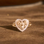 Heart-Shaped Our Lady Motif Ring with Rose Accents