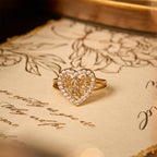 Heart-Shaped Our Lady Motif Ring with Rose Accents