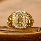 Our Lady Ring with Encircled Zircons & Floral Accents
