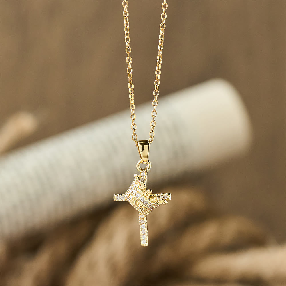 Cross & Crown Sparkle Necklace (2 Sizes)