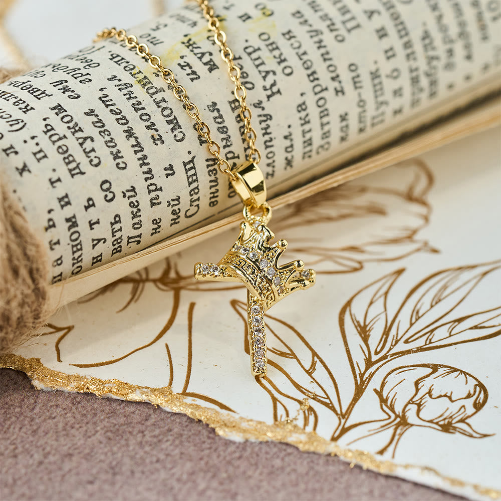 Cross & Crown Sparkle Necklace (2 Sizes)